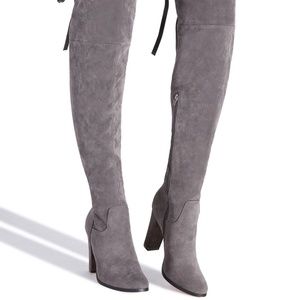 Grey Over The Knee Boots